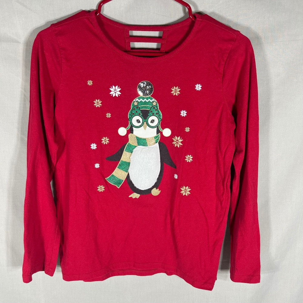 The Children's Place Penguin Graphic Tee Red Girls XXL 16